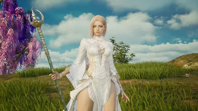 Официальный скриншот AION 2: заклинатель с посохом в открытом поле